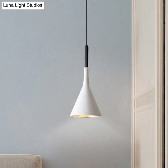 Minimalist Funnel Pendant Cement Light Fixture In Red/Black/White - Ideal For Bedside