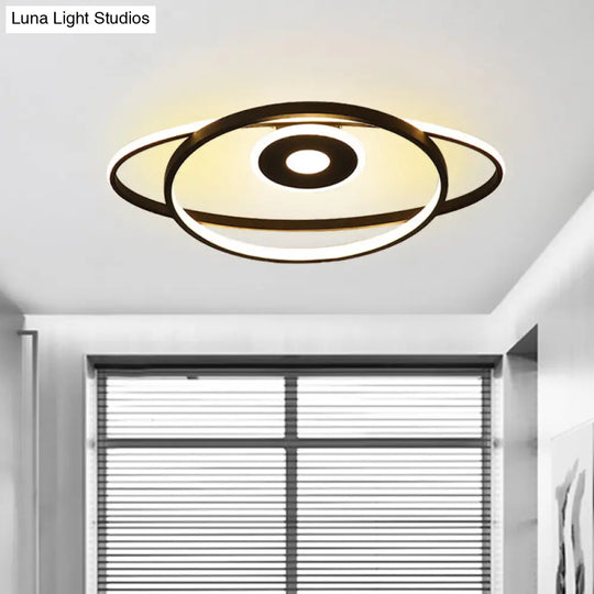 Minimalist Geometric Frame Led Flush Pendant Light For Bedroom With Warm/White Lighting Black /