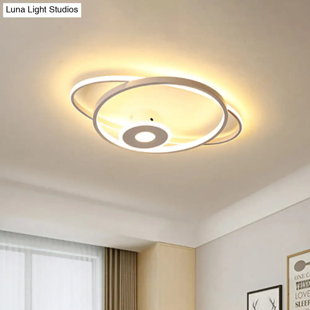 Minimalist Geometric Frame Led Flush Pendant Light For Bedroom With Warm/White Lighting