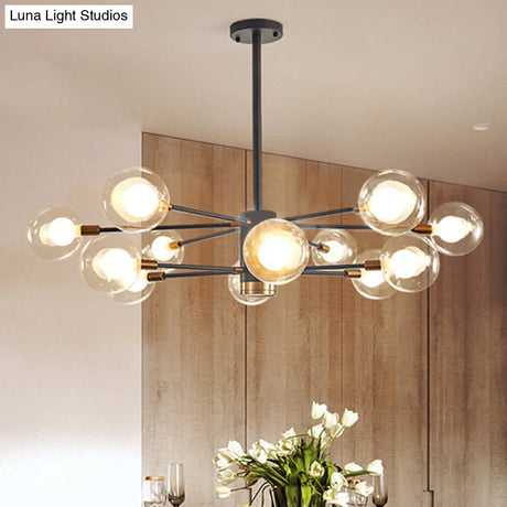 Minimalist Glass Chandelier With Clear Ball Shade - Modern Style Pendant Light For Living Room