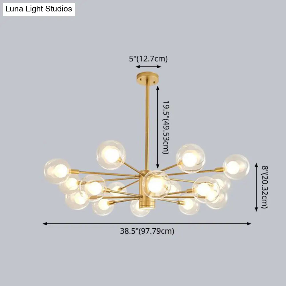 Minimalist Glass Chandelier With Clear Ball Shade - Modern Style Pendant Light For Living Room