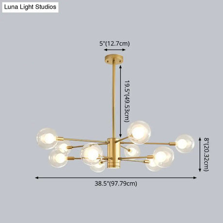 Minimalist Glass Chandelier With Clear Ball Shade - Modern Style Pendant Light For Living Room