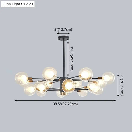 Minimalist Glass Chandelier With Clear Ball Shade - Modern Style Pendant Light For Living Room