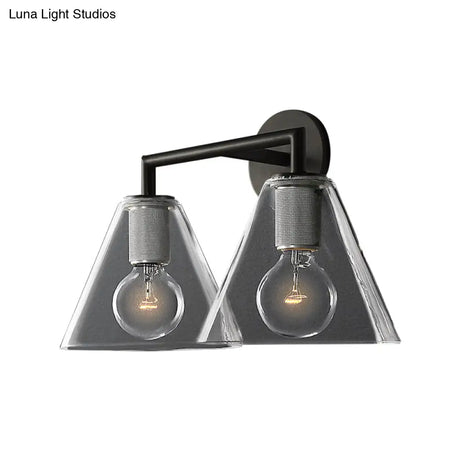Minimalist Glass Cone Wall Sconce 1/2 Lights Black/Brass Bedside Lighting