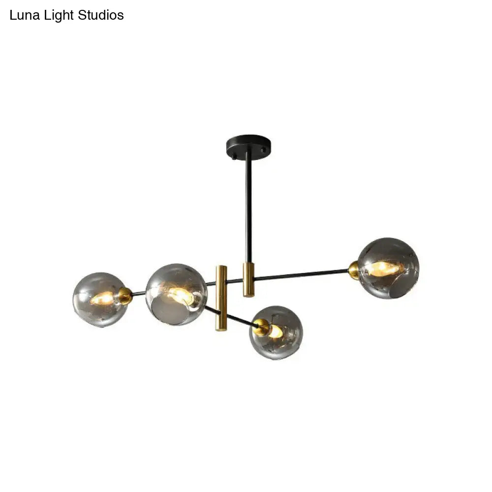 Minimalist Black And Brass Glass Dome Chandelier For Dining Room Suspended Lighting 4 / Smoke Gray