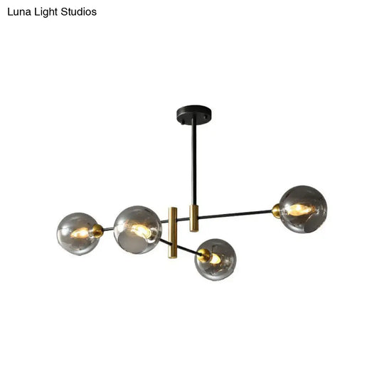 Minimalist Black And Brass Glass Dome Chandelier For Dining Room Suspended Lighting 4 / Smoke Gray
