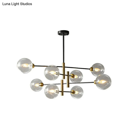 Minimalist Black And Brass Glass Dome Chandelier For Dining Room Suspended Lighting 8 / Clear