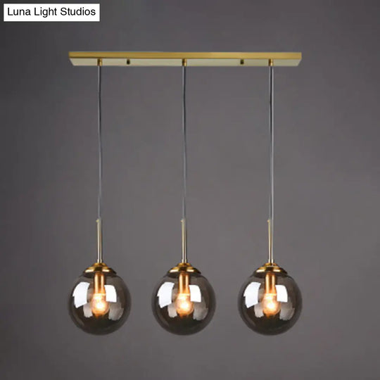 Minimalist Glass Globe Hanging Ceiling Pendant Light Set Of 3 For Restaurants