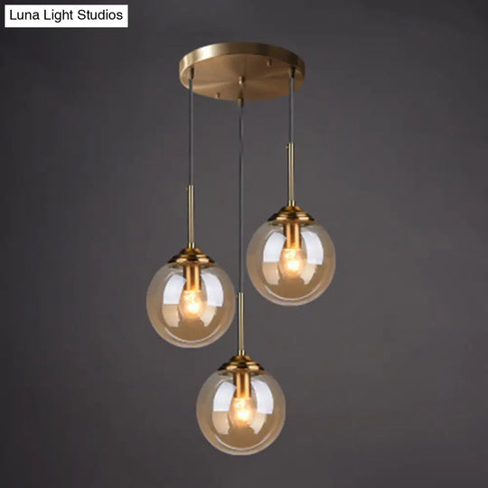 Minimalist Glass Globe Hanging Ceiling Pendant Light Set Of 3 For Restaurants