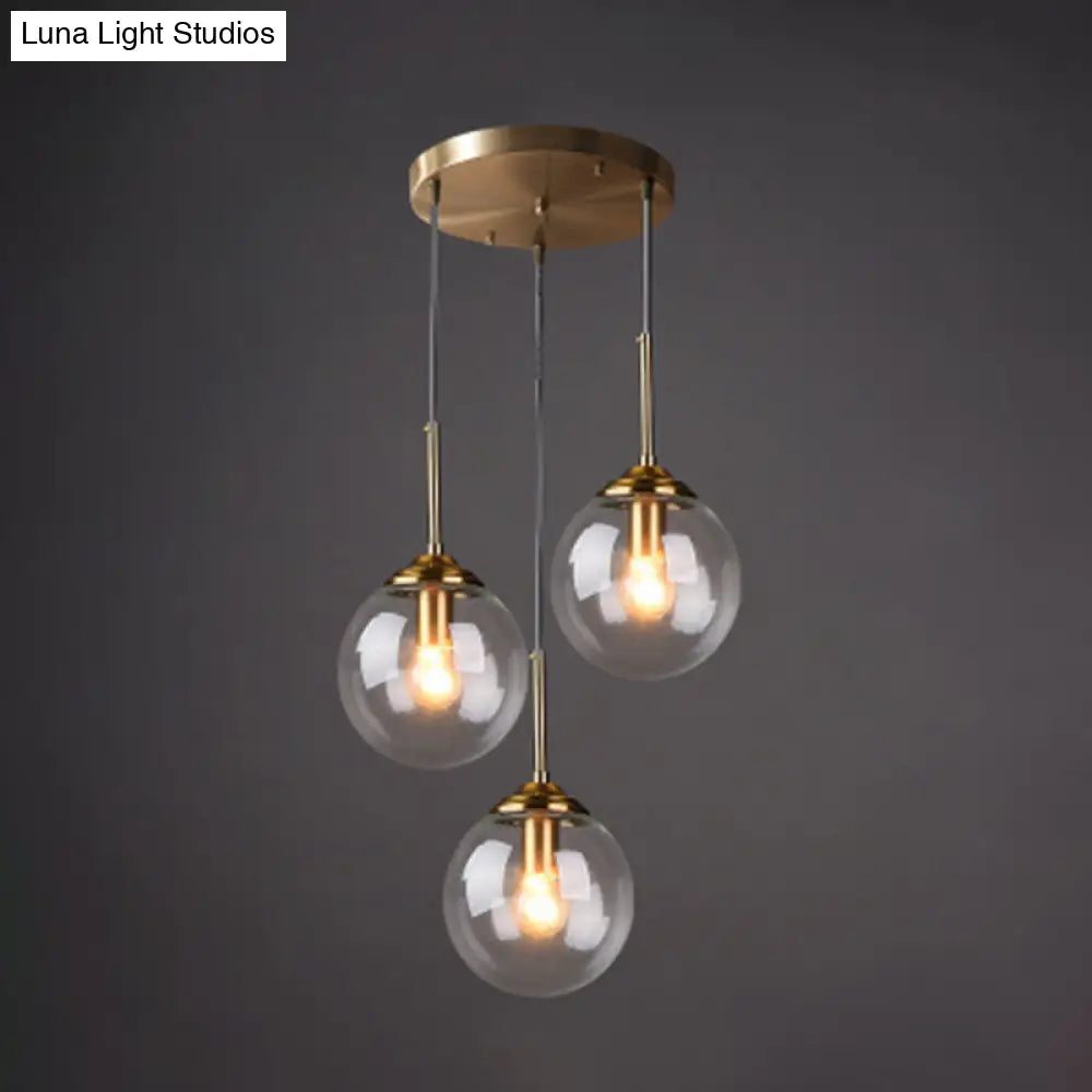 Minimalist Glass Globe Hanging Ceiling Pendant Light Set Of 3 For Restaurants