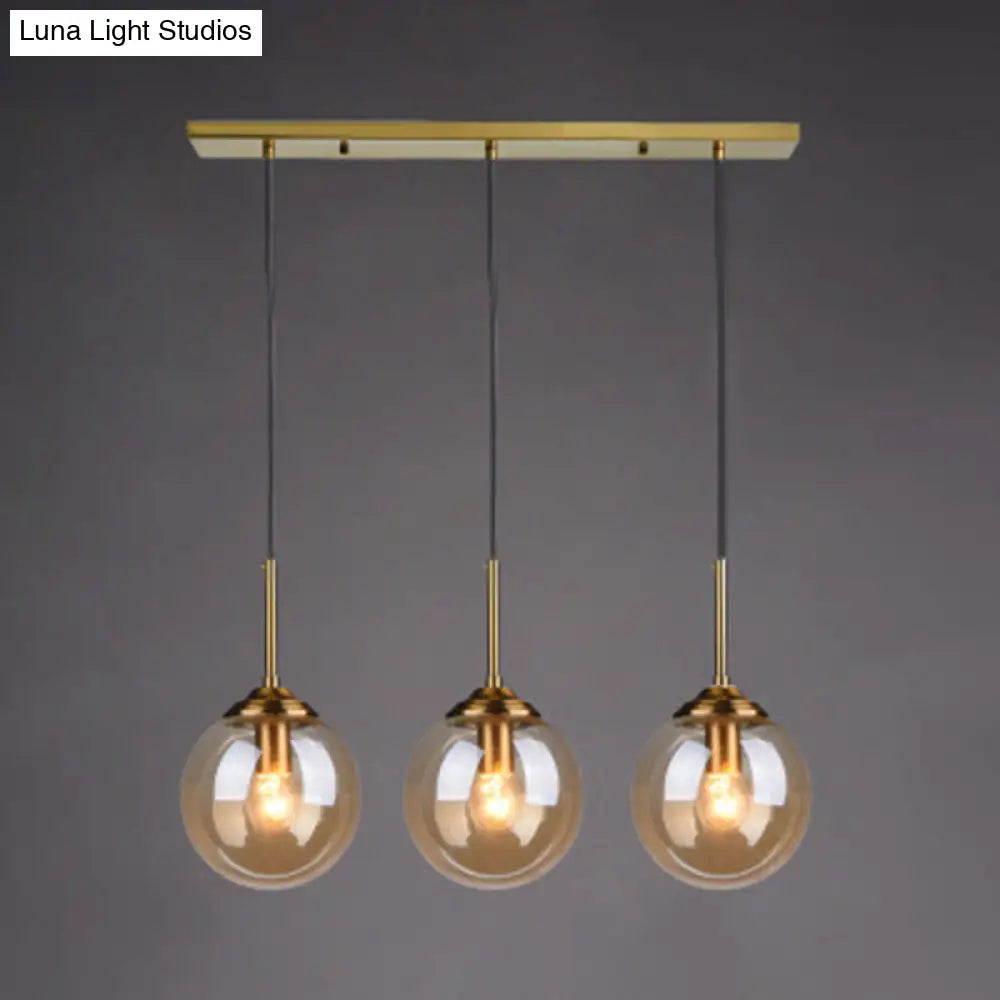Minimalist Glass Globe Hanging Ceiling Pendant Light Set Of 3 For Restaurants