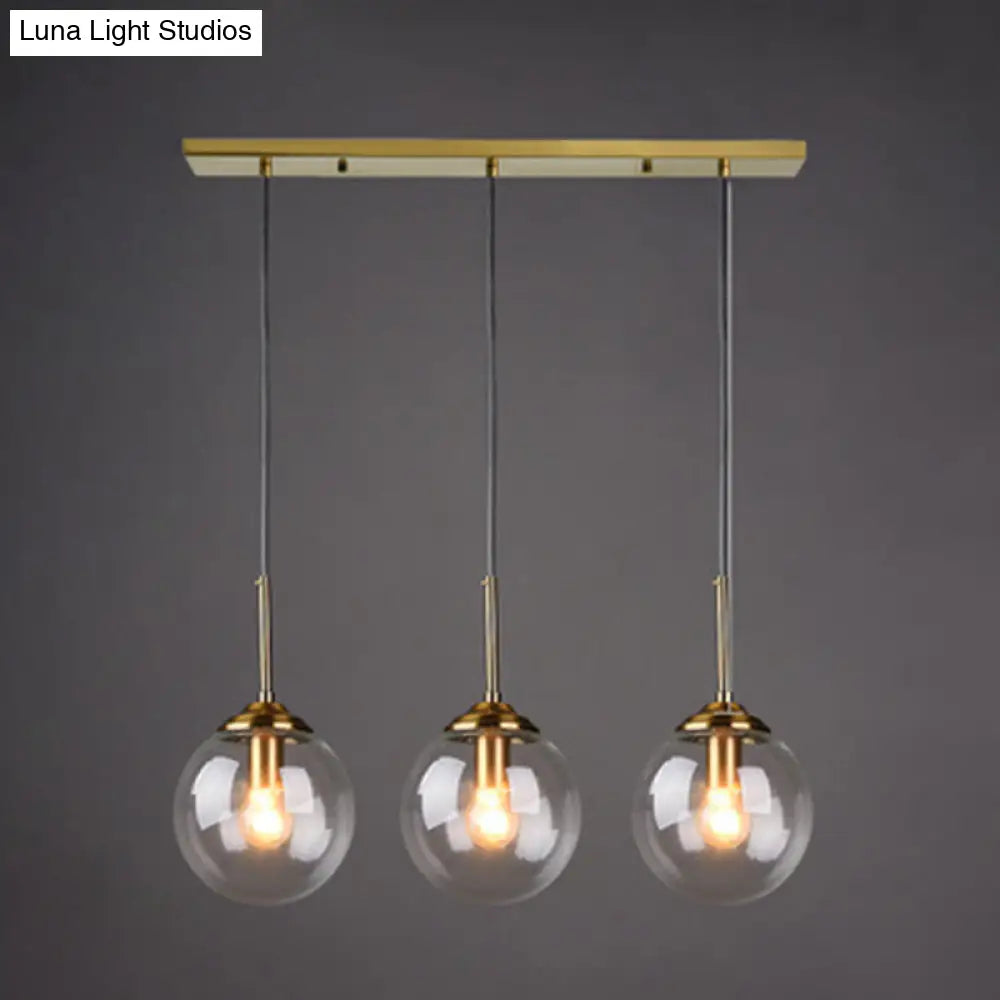 Minimalist Glass Globe Hanging Ceiling Pendant Light Set Of 3 For Restaurants Clear / Linear