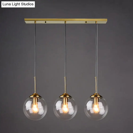 Minimalist Glass Globe Hanging Ceiling Pendant Light Set Of 3 For Restaurants Clear / Linear
