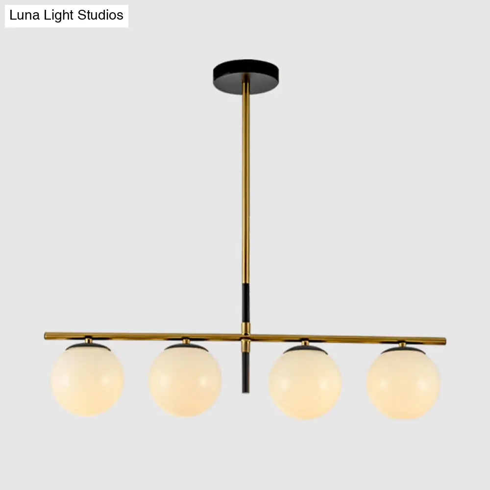 Minimalist Glass Globe Island Chandelier With Brass Pendant - 4/5 Lights In White Smoke Grey Or