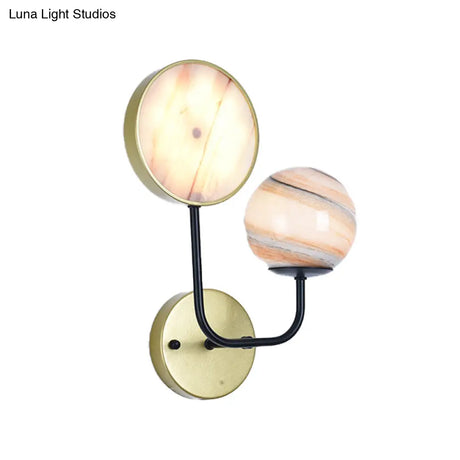 Minimalist Glass Sconce Light With Gold Accents - 2 Lights Wall Mount Bedside Lamp