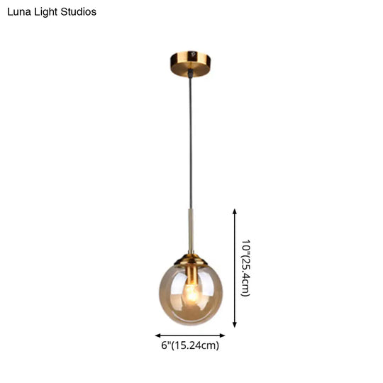Minimalist Glass Sphere Pendant Light Fixture For Modern Indoor Ceiling Lighting