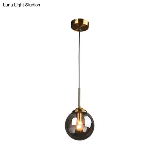 Modern Minimalist Glass Sphere Pendant Light Fixture For Indoor Ceiling Smoke Gray / Round
