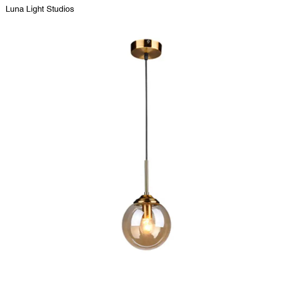 Modern Minimalist Glass Sphere Pendant Light Fixture For Indoor Ceiling Amber / Round