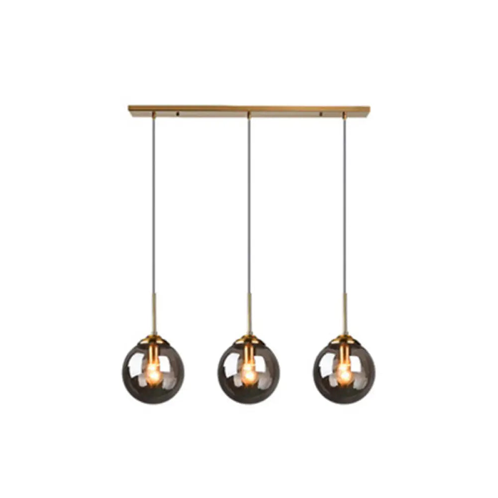 Minimalist Glass Sphere Pendant Light Fixture For Modern Indoor Ceiling Lighting Smoke Gray / Linear