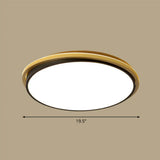 Minimalist Gold And Black Acrylic Round Led Flush Light For Bedroom Ceiling / 19.5’ Third Gear
