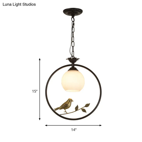 Minimalist Gold/Black Metal Bird Pendant Light Fixture With 1 Ring