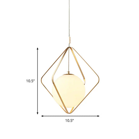 Minimalist Gold Pendant Light - 1 Head Led Down Lighting For Bedroom 10.5/16 W