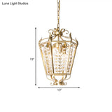 Minimalist Gold Chandelier Lighting Fixture With Faceted Crystals And Botanical Stem Pendant Light