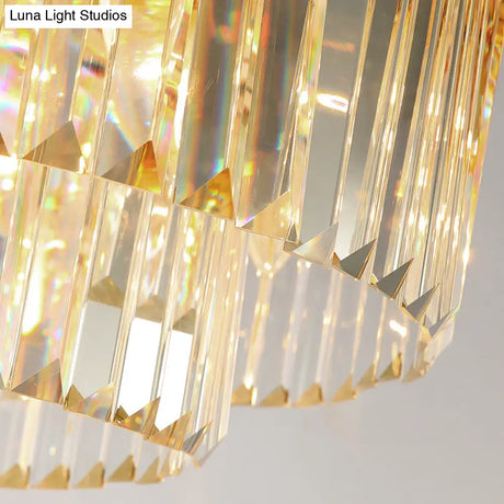 Minimalist Gold Crystal Prism Flush - Mount Ceiling Light For Bedroom