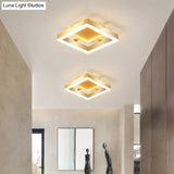 Minimalist Gold Flush Mount Led Ceiling Light With Aluminum Frame - Ideal For Corridor