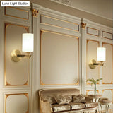 Minimalist Gold Glass Wall Sconce With Single Bulb For Foyer