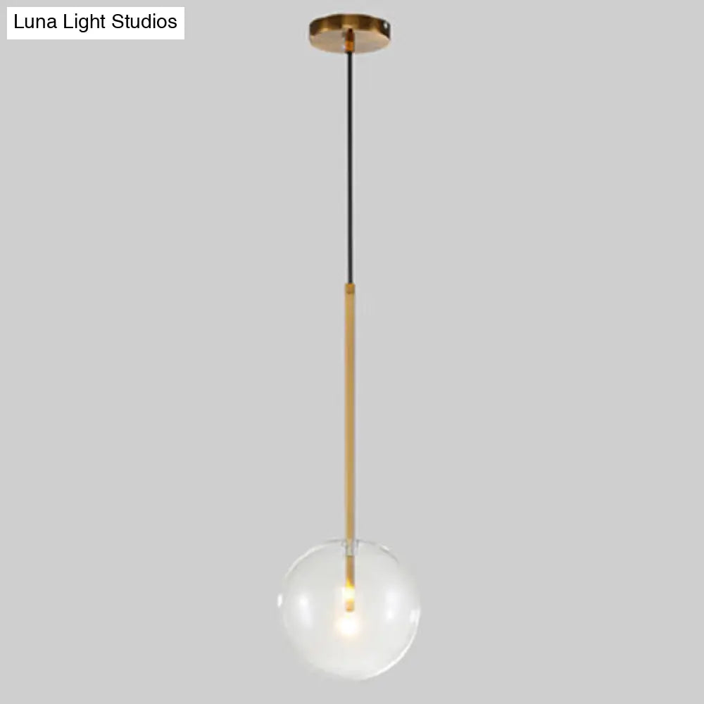 Minimalist Gold Globe Glass Pendant Light Fixture / 7