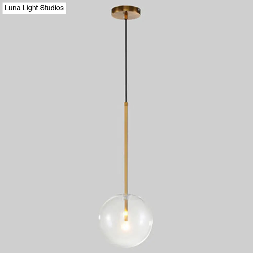Minimalist Gold Globe Glass Pendant Light Fixture / 8