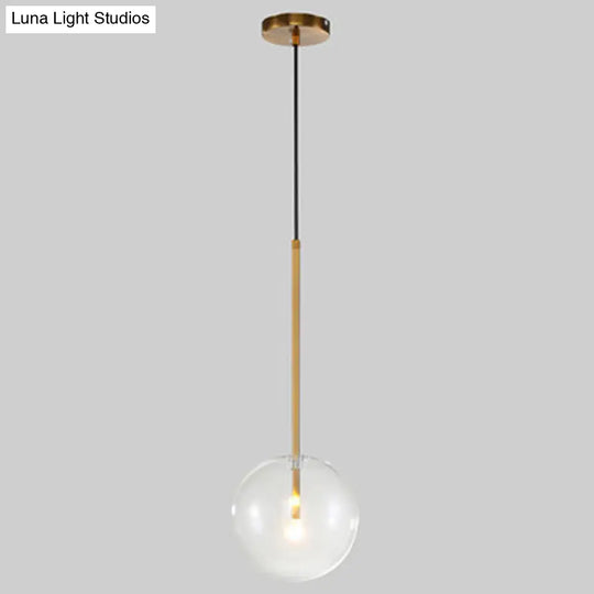 Minimalist Gold Globe Glass Pendant Light Fixture / 8
