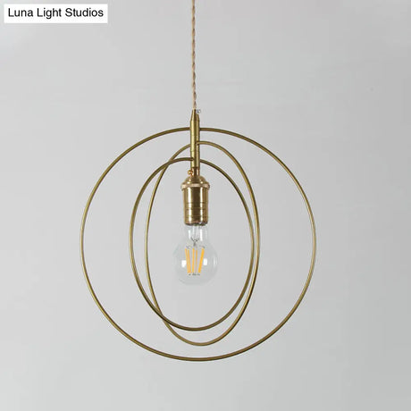Minimalist Gold Hanging Pendant Lamp Fixture With 1 Light For Living Room