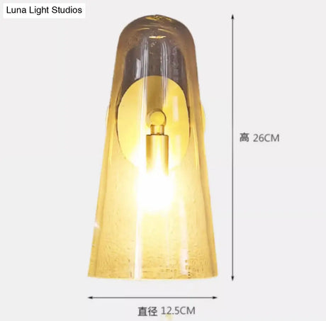 Minimalist Gold Kitchen Wall Sconce with Cone Clear Glass Shade clear glass