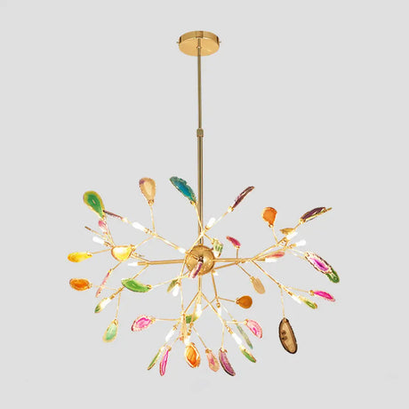 Minimalist Gold Led Pendant Light With Colorful Agate Sputnik Firefly Chandelier 20 /