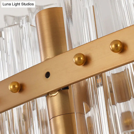 Minimalist Gold Led Pendant Light With Loop Clear Crystal Chandelier For Living Room