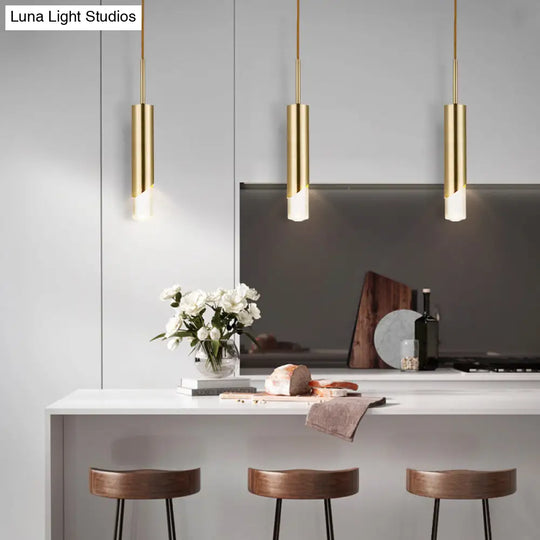 Minimalist Gold Metal Pendant Light Fixture - 1 Kitchen Hanging Lamp Kit