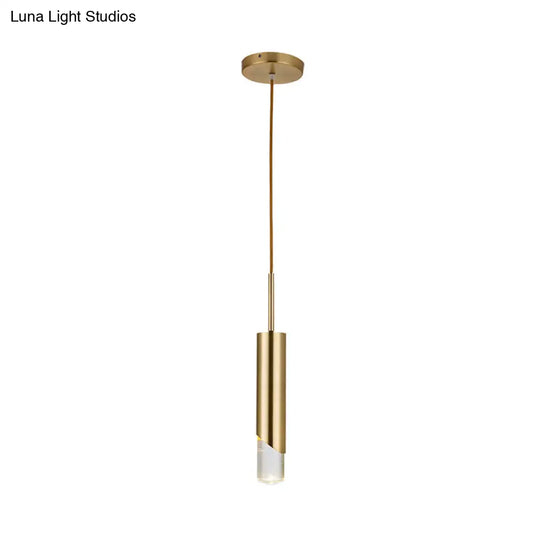 Minimalist Gold Metal Pendant Light Fixture - 1 Kitchen Hanging Lamp Kit