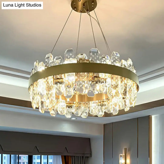 K9 Crystal Loop Pendant Light: Minimalist 8-Bulb Gold Plated Chandelier