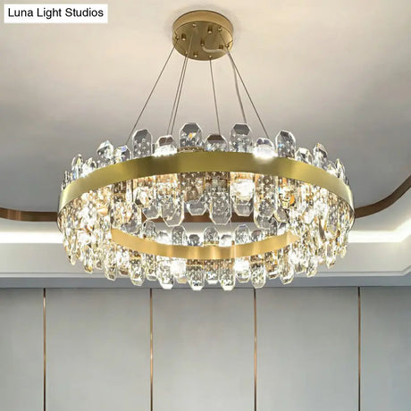 Minimalist Gold Plated Crystal Pendant Light With 8 Bulbs