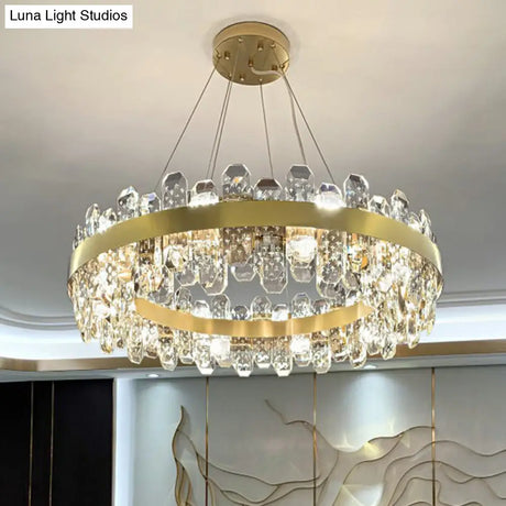 Minimalist Gold Plated Crystal Pendant Light With 8 Bulbs