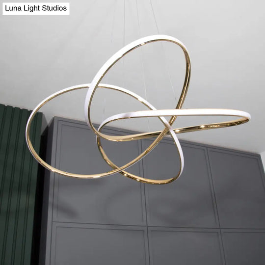 Gold Plated Pendant Chandelier: Minimalistic Metal Led Suspension Light For Restaurants