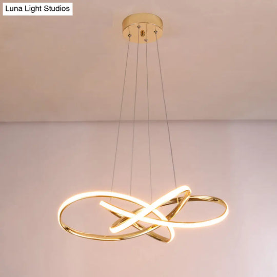 Gold Plated Pendant Chandelier: Minimalistic Metal Led Suspension Light For Restaurants