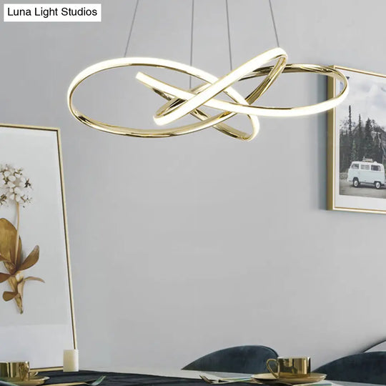 Gold Plated Pendant Chandelier: Minimalistic Metal Led Suspension Light For Restaurants