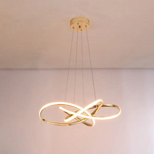 Gold Plated Pendant Chandelier: Minimalistic Metal Led Suspension Light For Restaurants