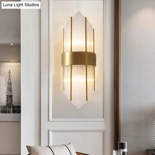 Minimalist Gold Rhombus Wall Sconce With Glass Rod Lighting