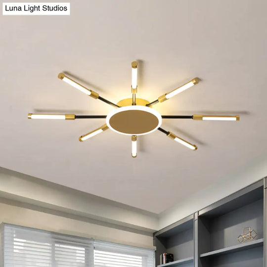 Minimalist Gold Sputnik Semi Mount Led Ceiling Lamp Warm/White Light 23.5/39 Width