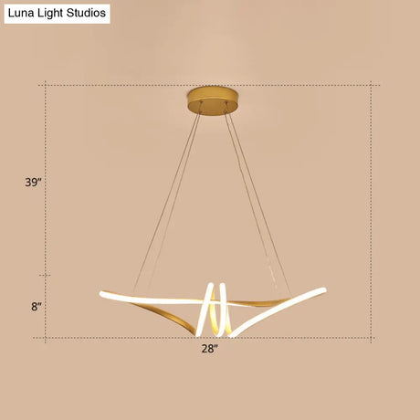 Minimalist Gold Twist Island Pendant Light Fixture With Led Metal Finish - Perfect For Restaurants