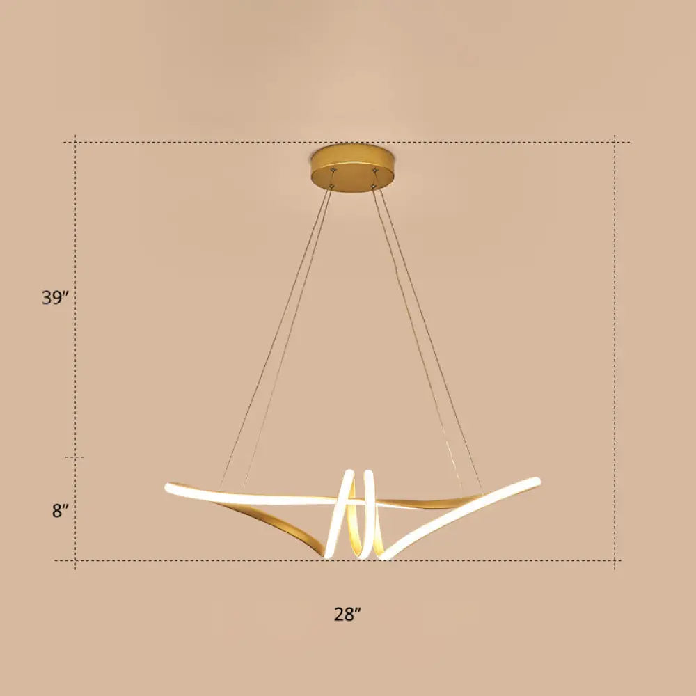 Minimalist Gold Twist Island Pendant Light Fixture With Led Metal Finish - Perfect For Restaurants
